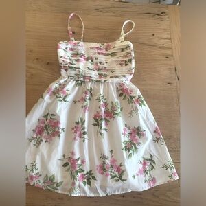 Blu Pepper Floral Tucked‎ Mini Spaghetti Strap White Pink Dress Women’s M NWT